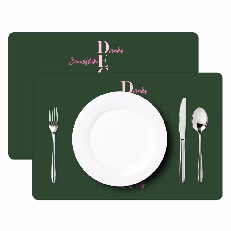 Placemat - 6 stuks - December - Tekst - Kerst - Groen — 2