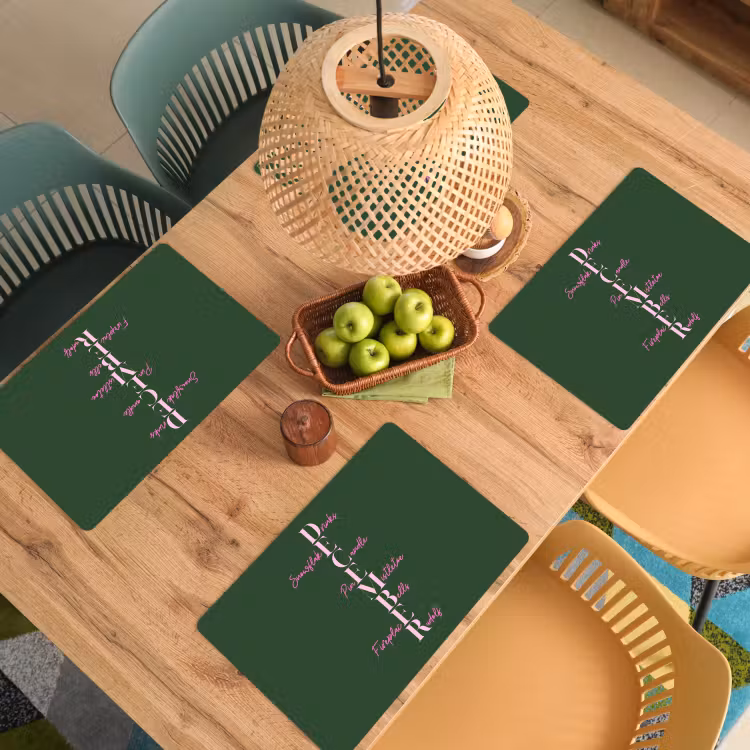 Placemat - 6 stuks - December - Tekst - Kerst - Groen — 6