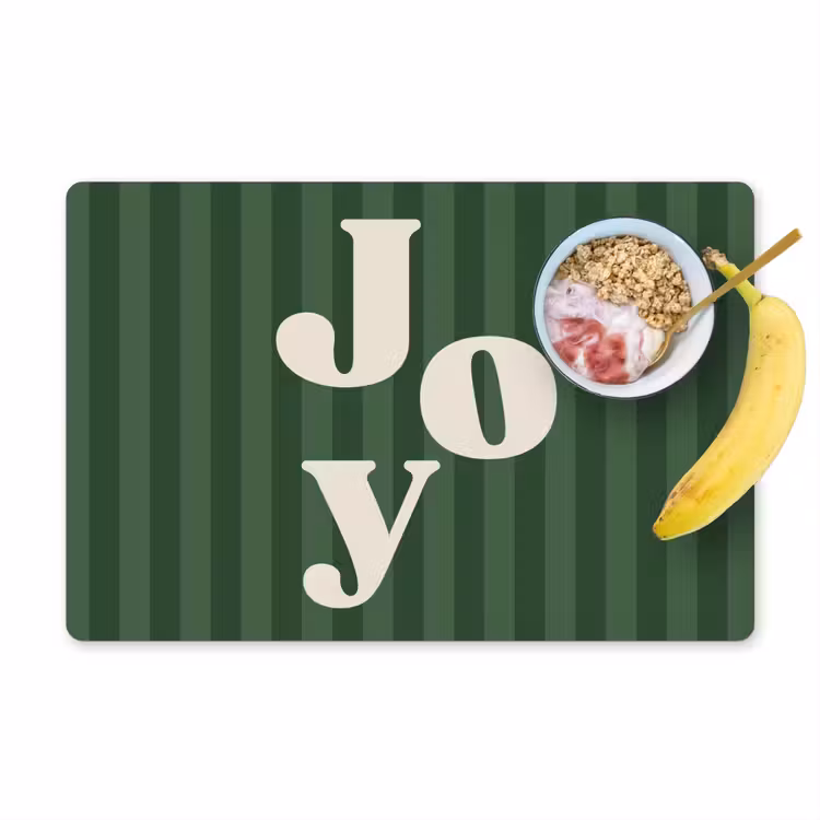 Placemat - 6 stuks - Joy - Kerst - Tekst - Groen — 1