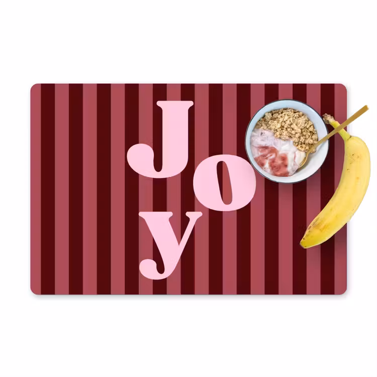 Placemat - 6 stuks - Joy - Kerst - Tekst - Roze