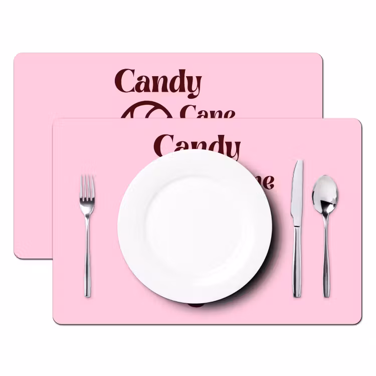 Placemat - 6 stuks - Kerst - Snoep - Tekst - Bruin - Roze — 2