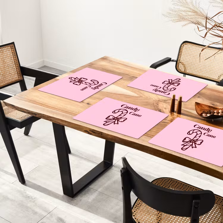 Placemat - 6 stuks - Kerst - Snoep - Tekst - Bruin - Roze — 3