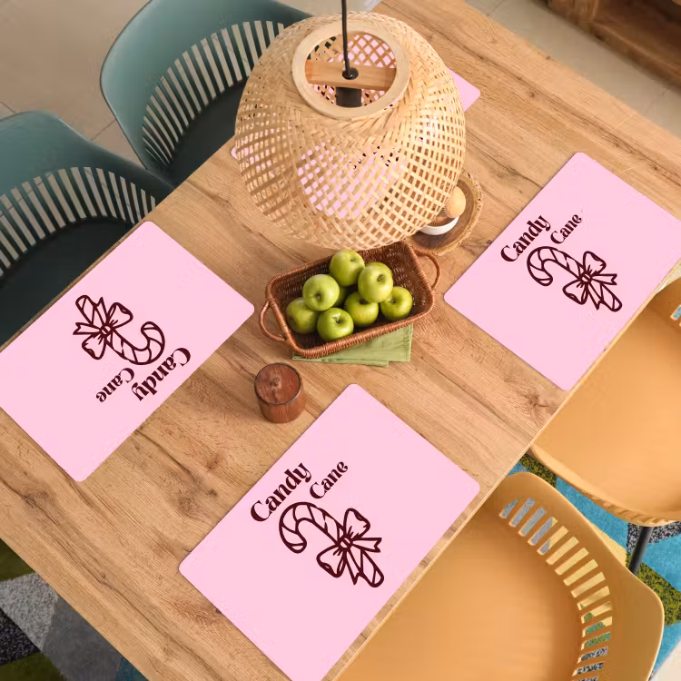 Placemat - 6 stuks - Kerst - Snoep - Tekst - Bruin - Roze — 4
