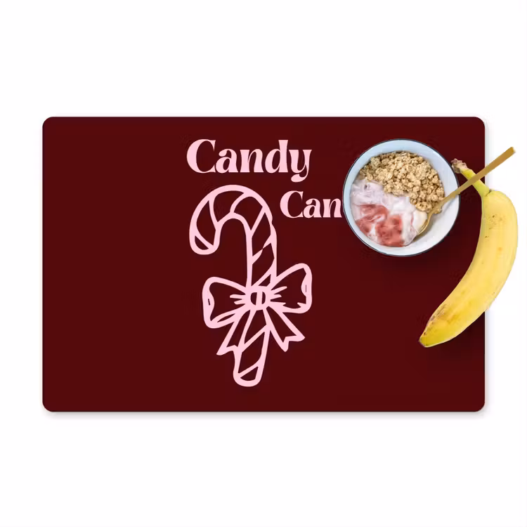 Placemat - 6 stuks - Kerst - Snoep - Tekst - Roze