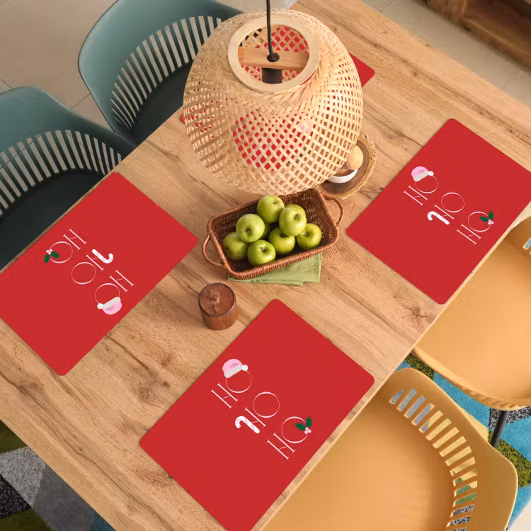 Placemat - 6 stuks - Kerst - Tekst - illustratie - Rood — 4
