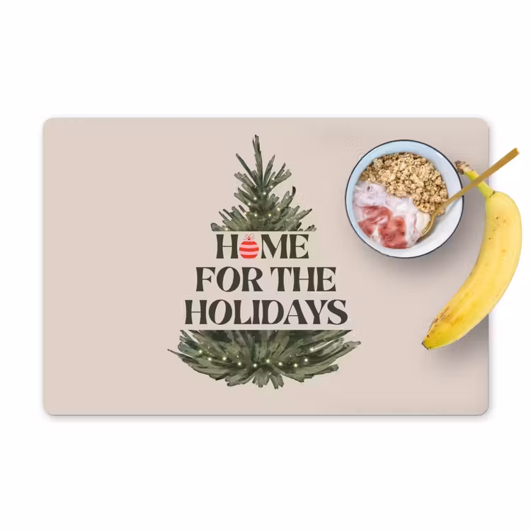 Placemat - 6 stuks - Kerst - Tekst - Kerstboom - Beige