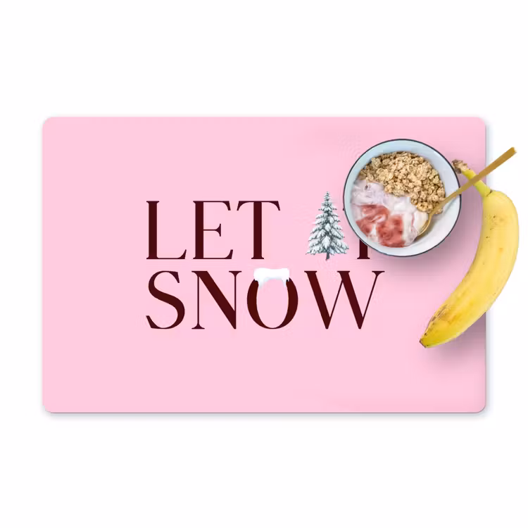 Placemat - 6 stuks - Kerst - Tekst - Sneeuw - Roze