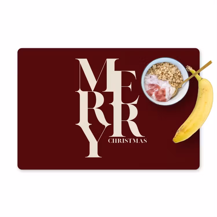 Placemat - 6 stuks - Merry - Tekst - Donker - Rood