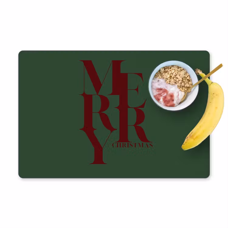 Placemat - 6 stuks - Merry - Tekst - Groen - Kerst