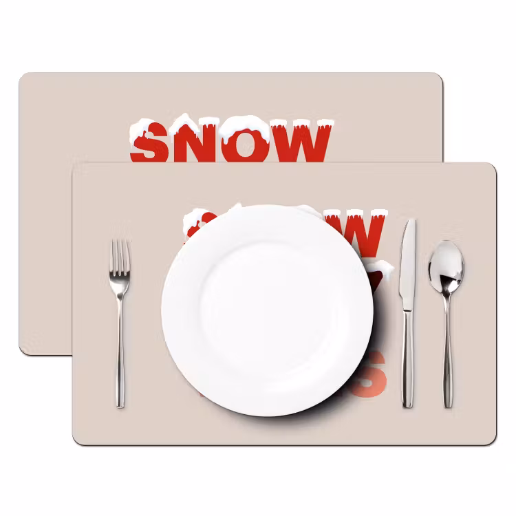 Placemat - 6 stuks - Sneeuw - Kerst - Tekst - Rood — 2