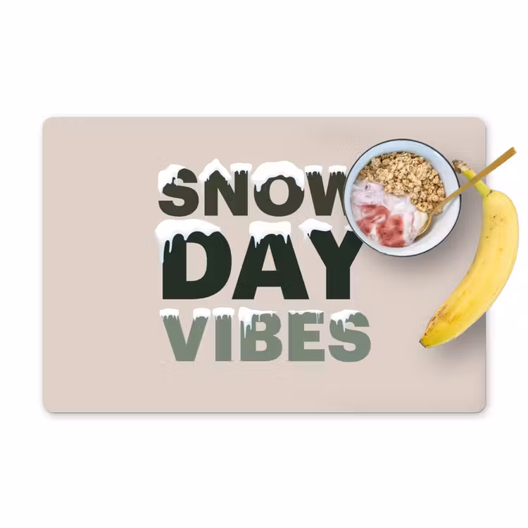Placemat - 6 stuks - Sneeuw - Tekst - Kerst - Beige — 1