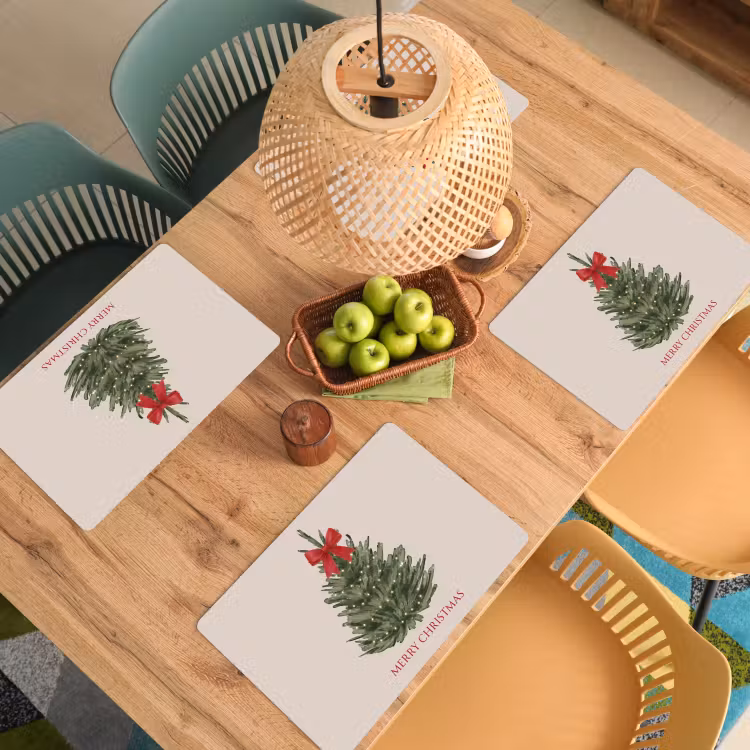 Placemat - 6 stuks - Tekst - Kerst - Kerstboom — 6