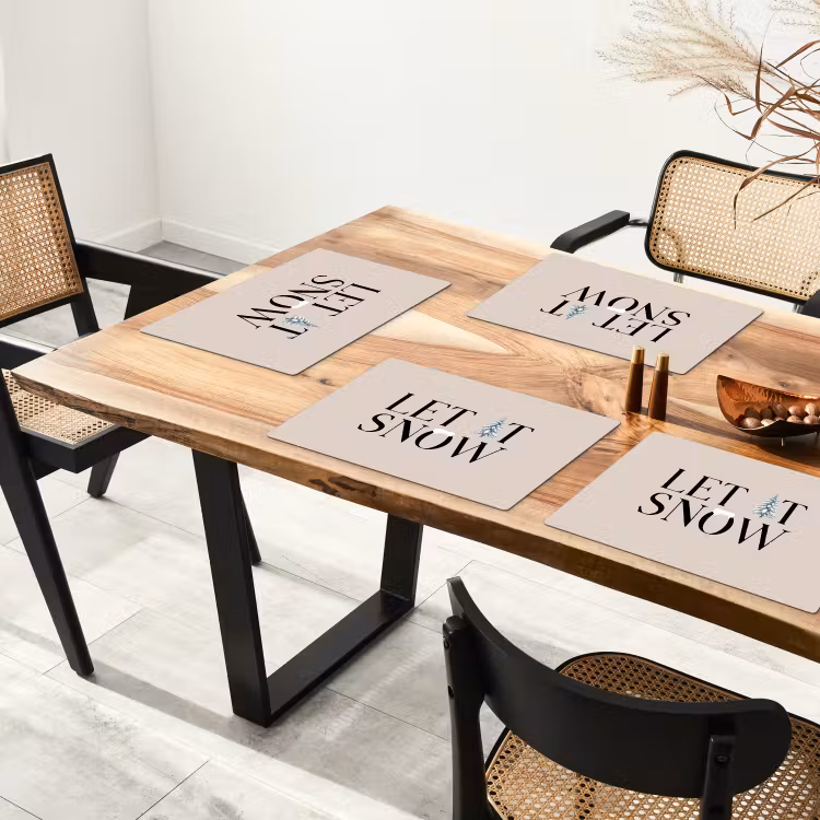 Placemat - 6 stuks - Tekst - Kerst - Sneeuw — 5