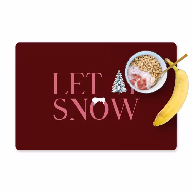 Placemat - 6 stuks - Tekst - Kerst - Sneeuw - Roze
