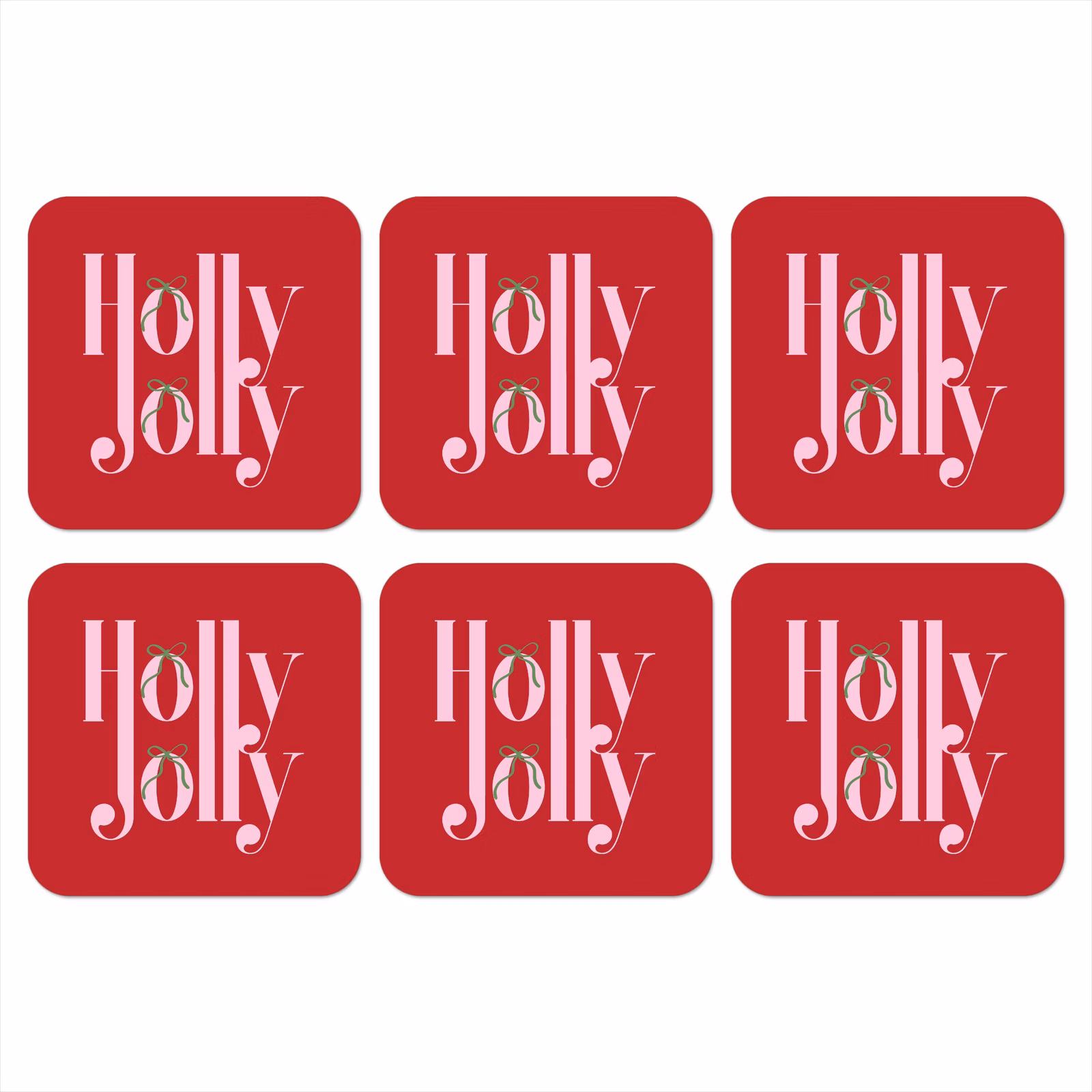 Onderzetter - Kerst - Roze - Rood - Tekst — 1