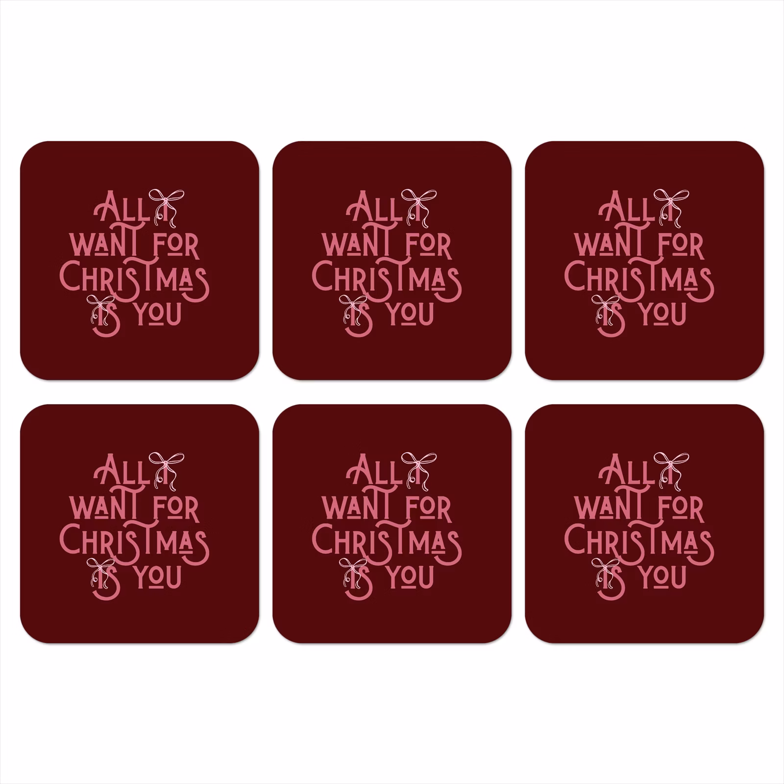 Onderzetter - Tekst - Kerst - Rood - Roze — 1