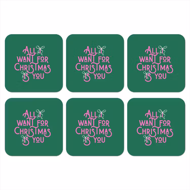 Onderzetter​ - Kerst - Tekst - Roze - Groen