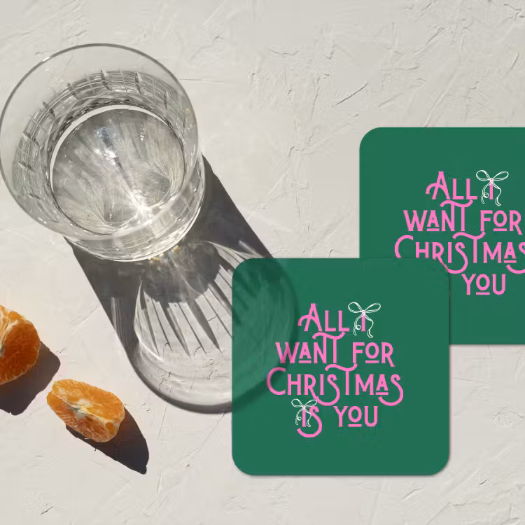 Onderzetter - Kerst - Tekst - Roze - Groen — 2