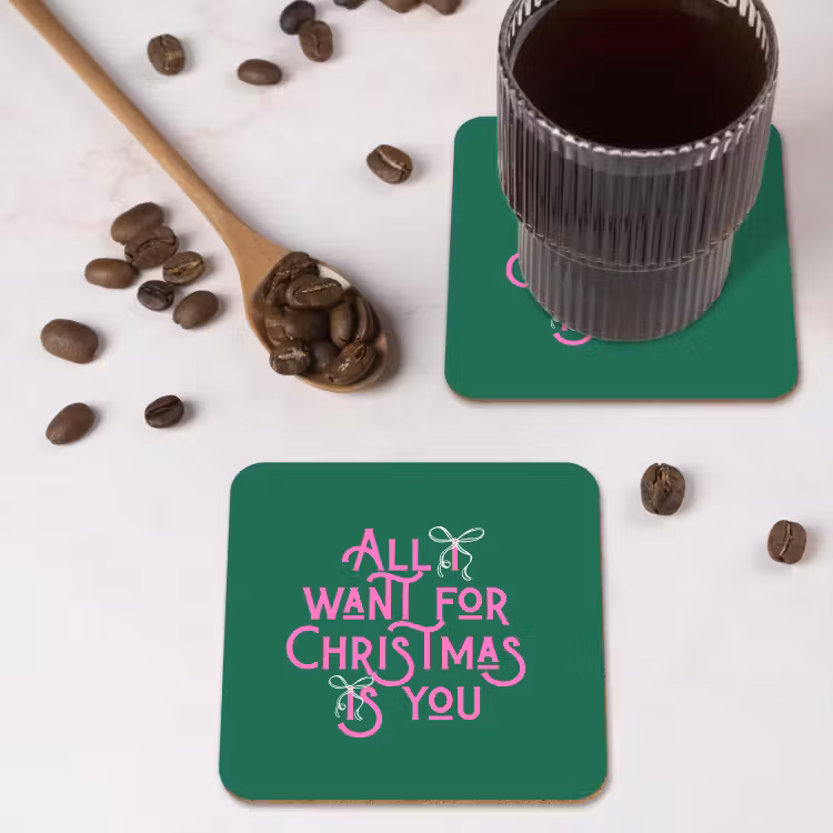 Onderzetter - Kerst - Tekst - Roze - Groen — 4