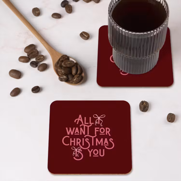 Onderzetter - Tekst - Kerst - Rood - Roze — 4