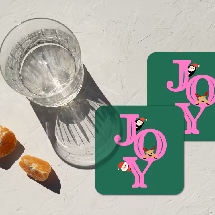 Onderzetter - Joy - Kerst - Animatie - Roze - Groen — 2