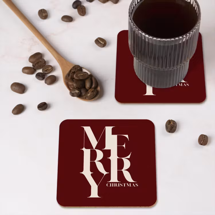 Onderzetter​ - Merry - Tekst - Donker - Rood — 4