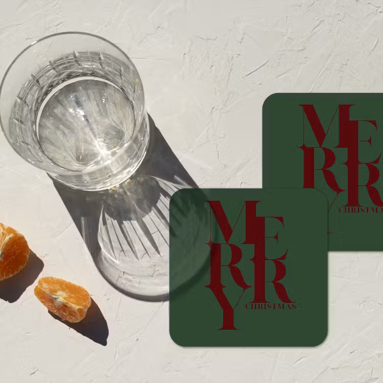 Onderzetter - Merry - Tekst - Groen - Kerst — 2