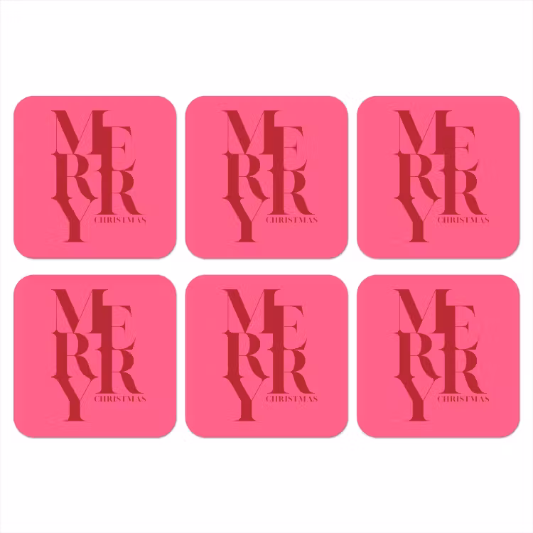 Onderzetter - Merry - Tekst - Kerst - Roze — 1