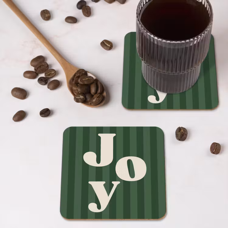 Onderzetter - Joy - Kerst - Tekst - Groen — 4