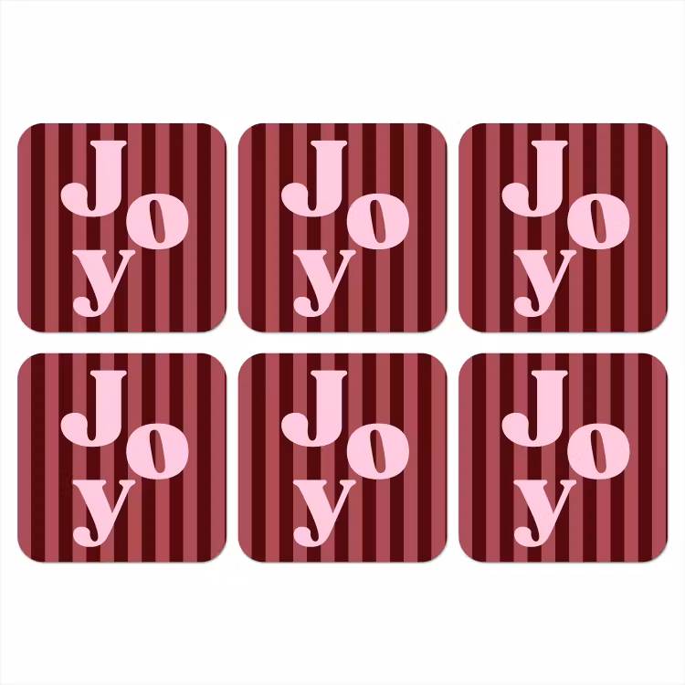 Onderzetter - Joy - Kerst - Tekst - Roze