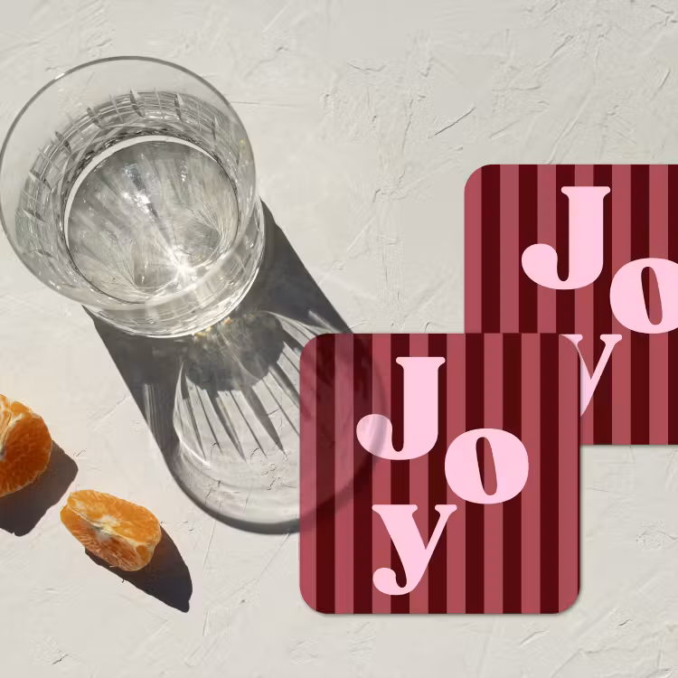Onderzetter - Joy - Kerst - Tekst - Roze — 2