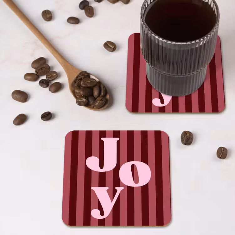 Onderzetter - Joy - Kerst - Tekst - Roze — 4