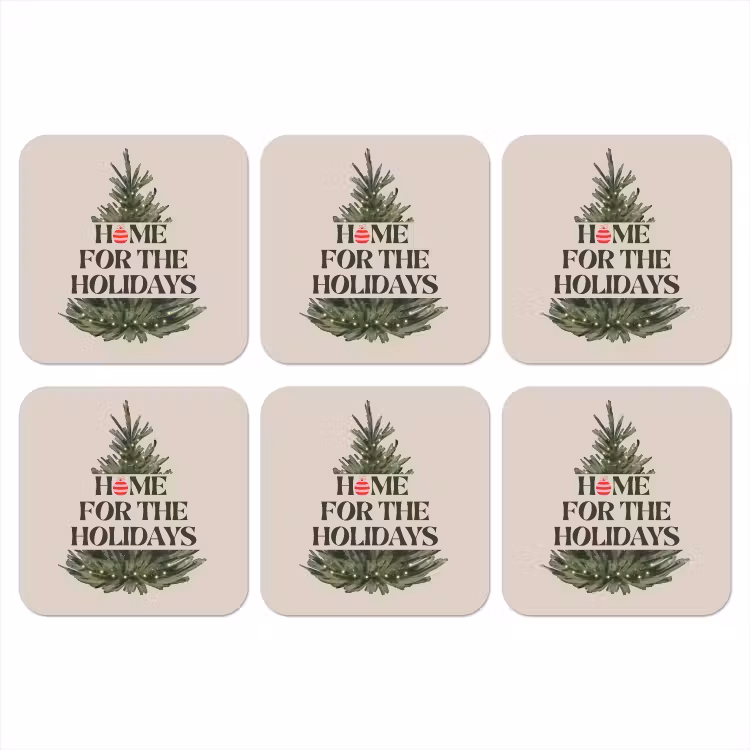 Onderzetter - Kerst - Tekst - Kerstboom - Beige