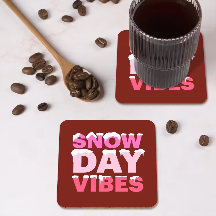 Onderzetter​ - Kerst - Tekst - Sneeuw - Rood - Roze — 4