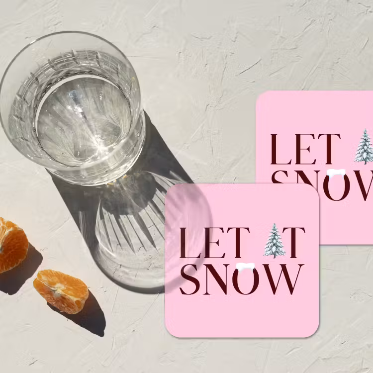 Onderzetter - Kerst - Tekst - Sneeuw - Roze — 2