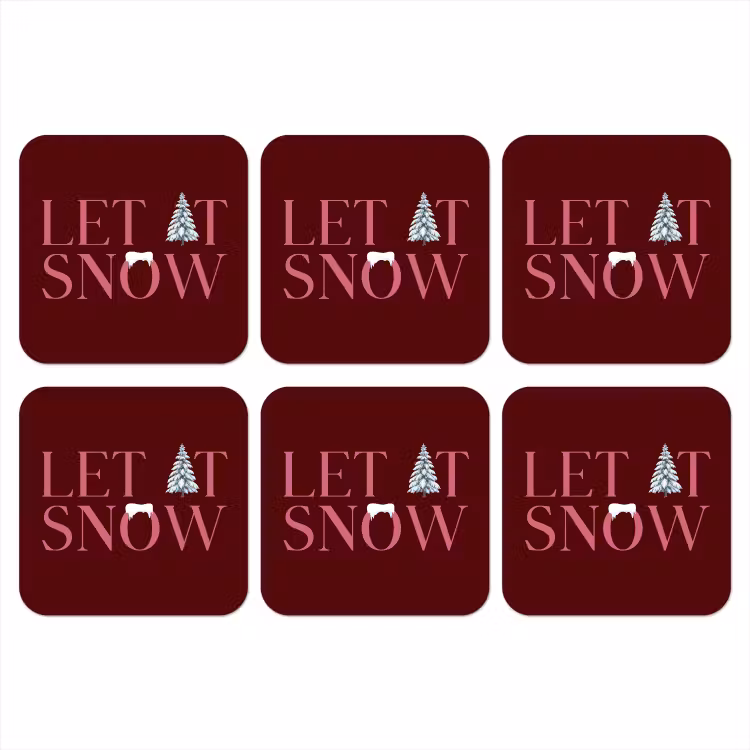 Onderzetter - Tekst - Kerst - Sneeuw - Roze