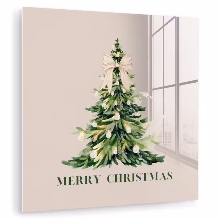 Glas schilderij - Kerst - Kerstboom - Tekst — 1