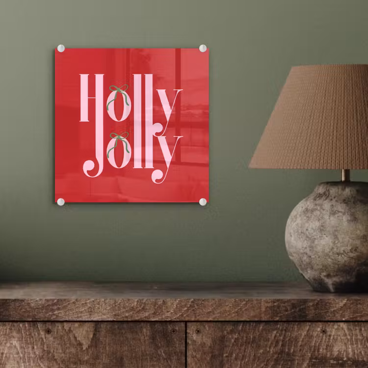 Glas schilderij - Kerst - Roze - Rood - Tekst — 4