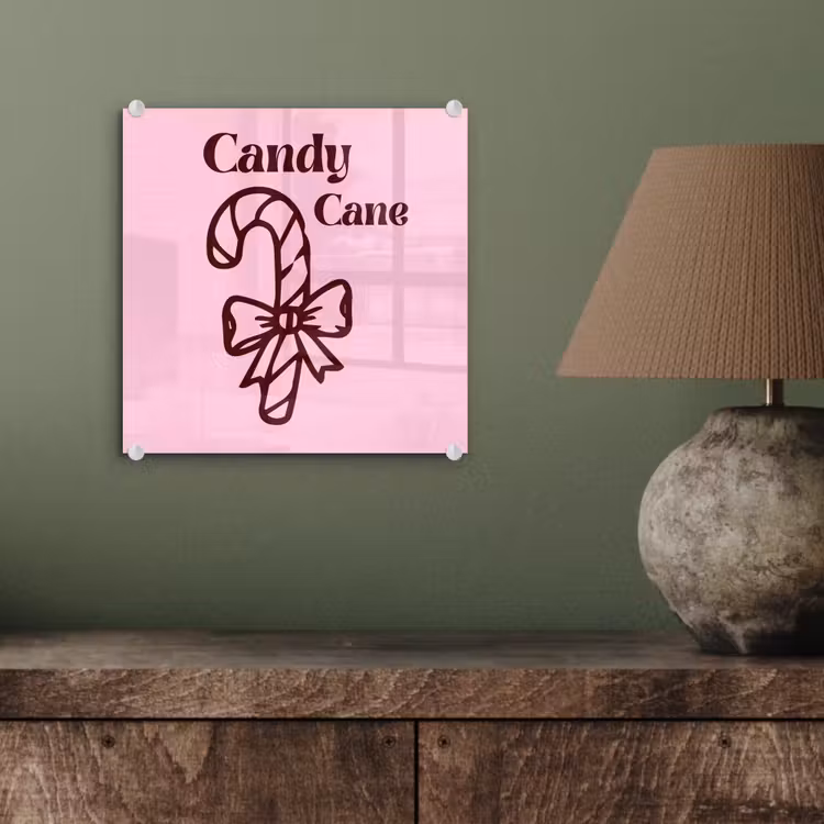 Glas schilderij - Kerst - Snoep - Tekst - Bruin - Roze — 4