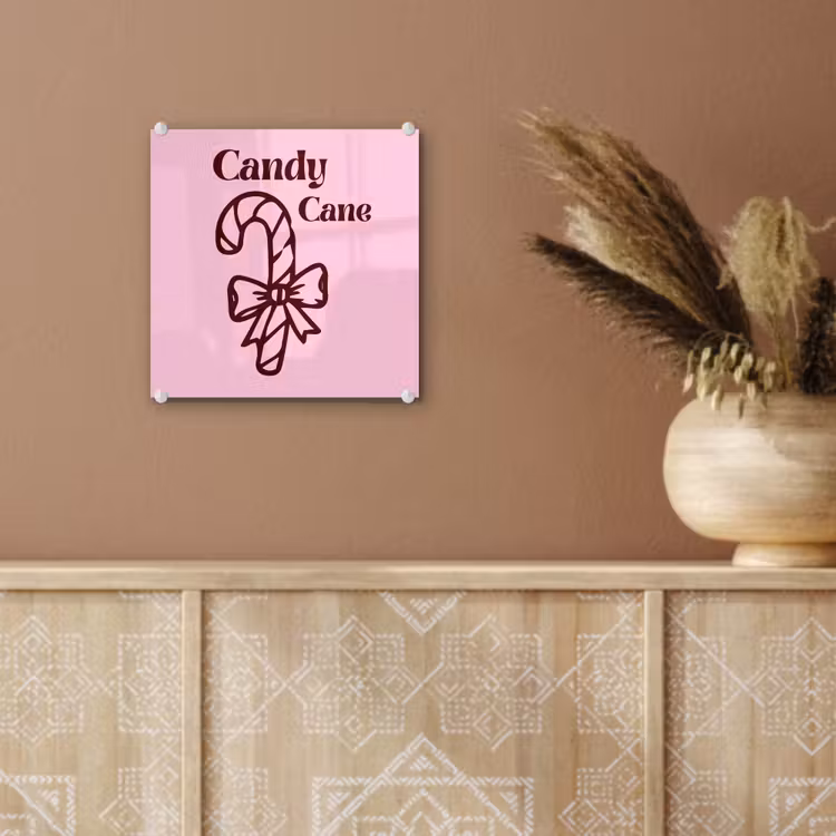 Glas schilderij - Kerst - Snoep - Tekst - Bruin - Roze — 6