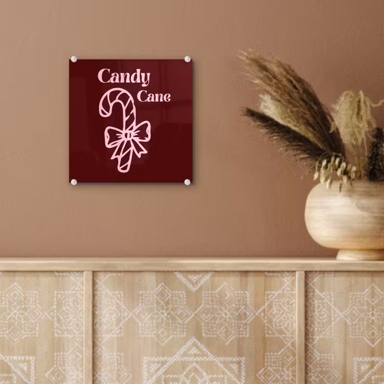 Glas schilderij - Kerst - Snoep - Tekst - Roze — 6