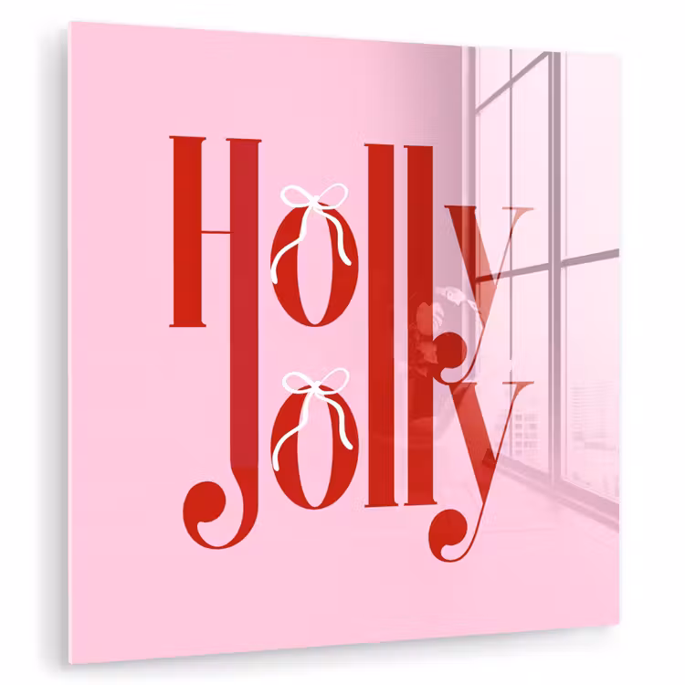 Glas schilderij - Kerst - Tekst - Rood - Roze — 1