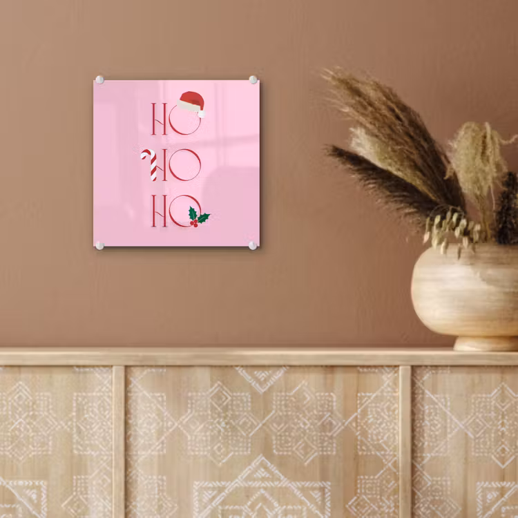 Glas schilderij - Kerst - Tekst - Roze - Illustratie — 6