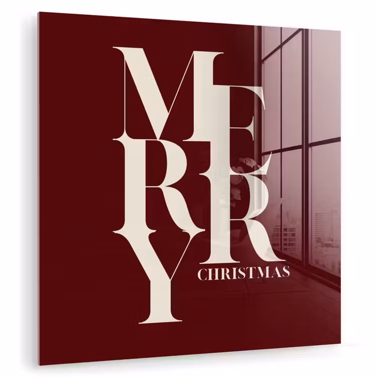Glas schilderij - Merry - Tekst - Donker - Rood