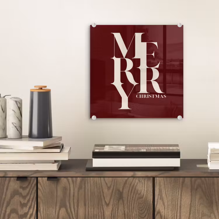 Glas schilderij - Merry - Tekst - Donker - Rood — 2