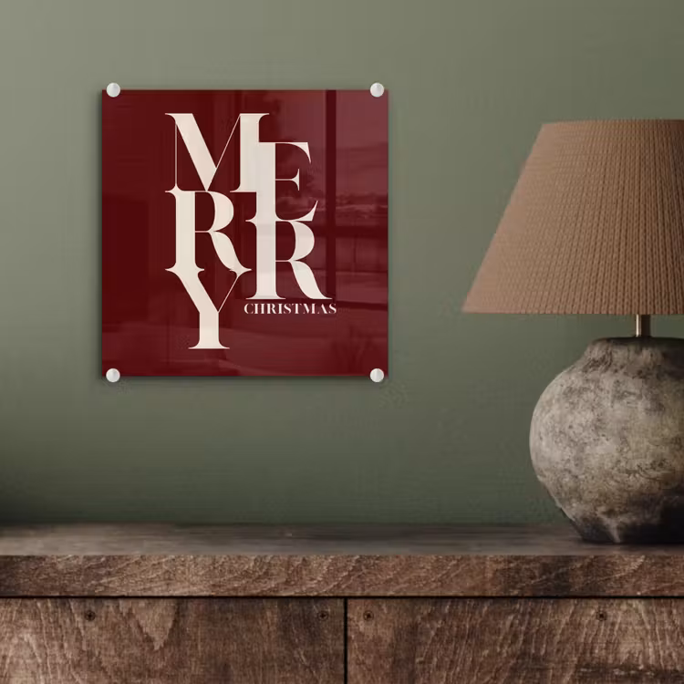 Glas schilderij - Merry - Tekst - Donker - Rood — 4