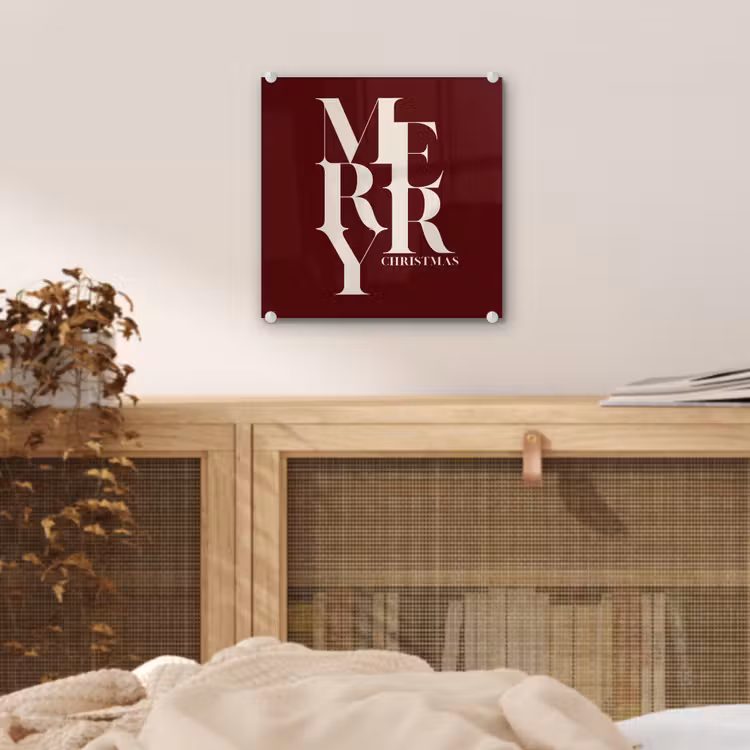 Glas schilderij - Merry - Tekst - Donker - Rood — 5