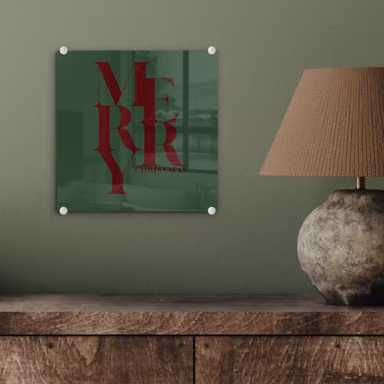 Glas schilderij - Merry - Tekst - Groen - Kerst — 4