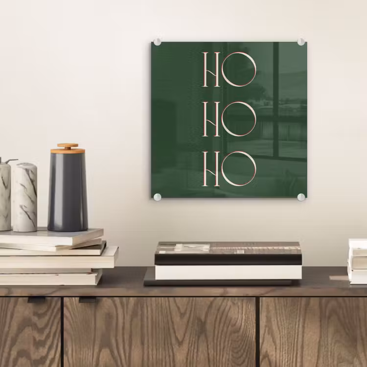 Glas schilderij - Tekst - Kerst - Modern - Groen — 2