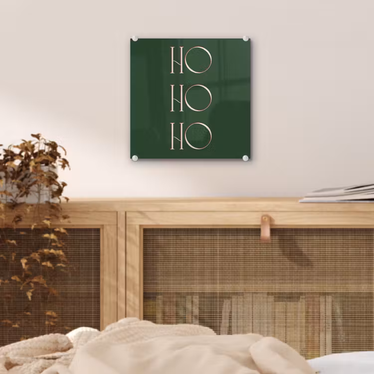 Glas schilderij - Tekst - Kerst - Modern - Groen — 5